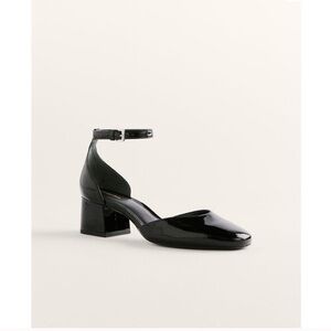 Reformation ‘Mallori’ Closed Toe Black Patent Leather Heels sz 9
